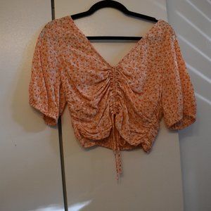 H&M Orange Floral Crop Top size S